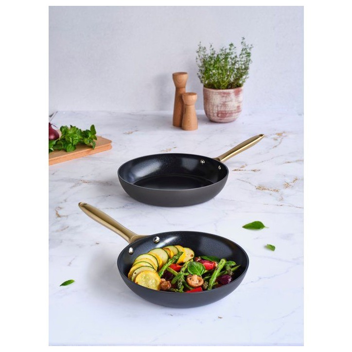 Poeles - COSY & TRENDY - Elegance Set 2 - 24+28 cm - Noir - Aluminium recyclé - Tous feux