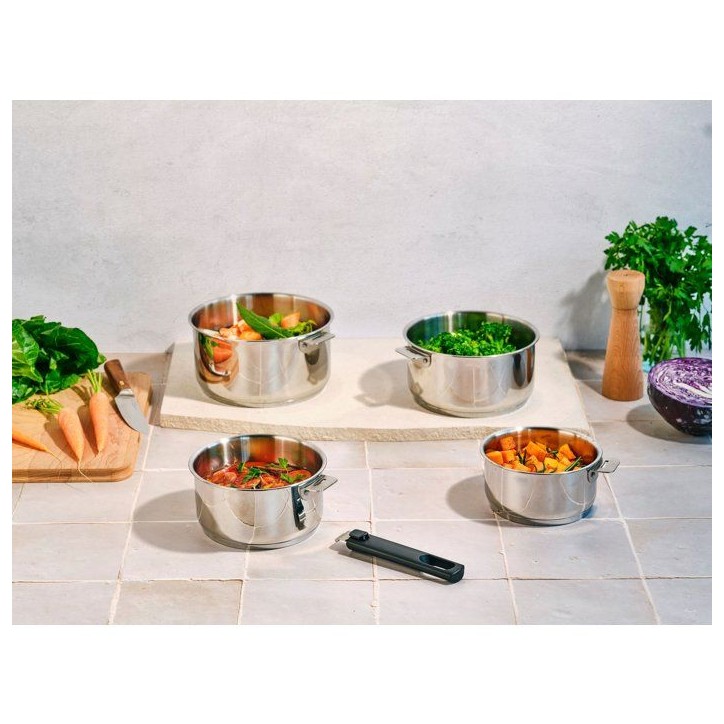 Casseroles - COSY & TRENDY - Click Set 4 - 14 a 20 cm - Inox - Poignée amovible