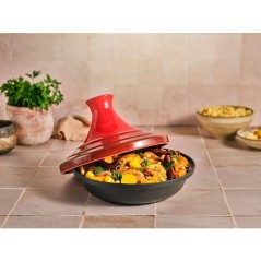 Tajine - COSY & TRENDY - Fontestic 28,5 cm - Fonte - Rouge - Tous feux