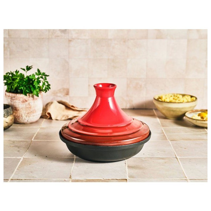 Tajine - COSY & TRENDY - Fontestic 28,5 cm - Fonte - Rouge - Tous feux