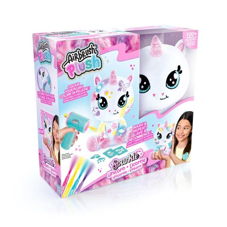 Licorne Pailletée – Avec spray électronique, feutres et pochoirs – AIR 088-Canal Toys – Airbrush Plush Licorne Pailletée – Avec spray électronique, feutres et pochoirs – AIR 088-Canal Toys – Airbrush Plush