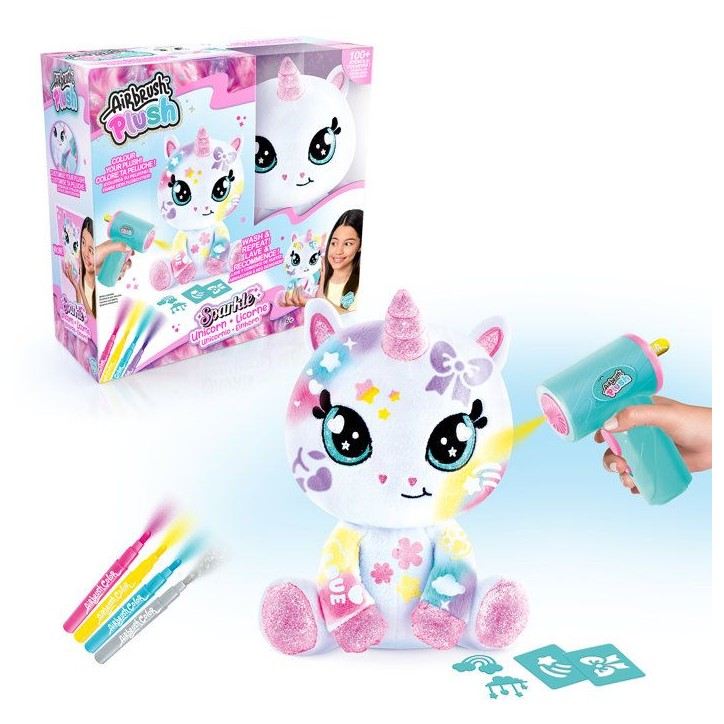 Licorne Pailletée – Avec spray électronique, feutres et pochoirs – AIR 088-Canal Toys – Airbrush Plush Licorne Pailletée – Avec spray électronique, feutres et pochoirs – AIR 088-Canal Toys – Airbrush Plush