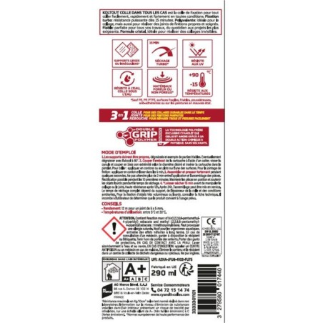 Colle de fixation et d'étanchéité - CYANOLIT - CRISTAL - Tube 50 ml - Transparent - Polyvalente flexible
