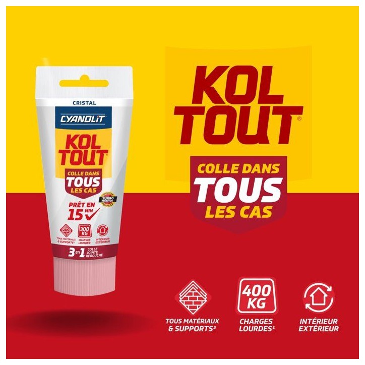 Colle de fixation et d'étanchéité - CYANOLIT - CRISTAL - Tube 50 ml - Transparent - Polyvalente flexible