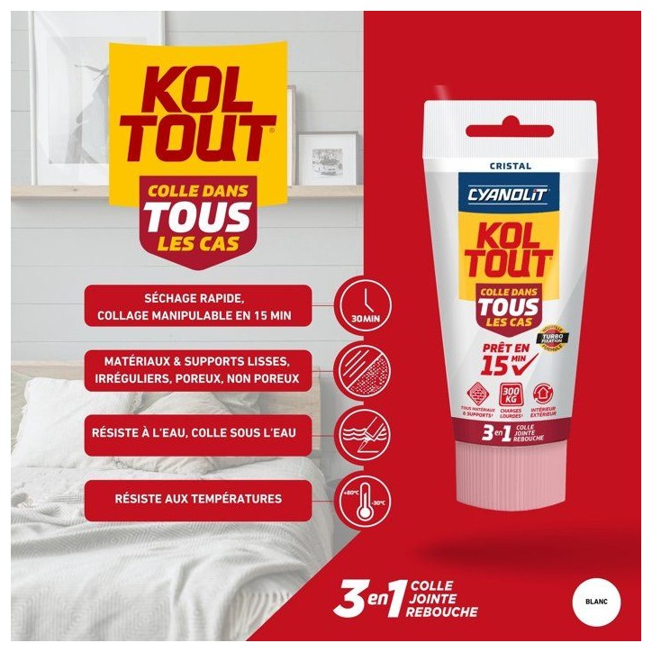 Colle de fixation et d'étanchéité - CYANOLIT - CRISTAL - Tube 50 ml - Transparent - Polyvalente flexible