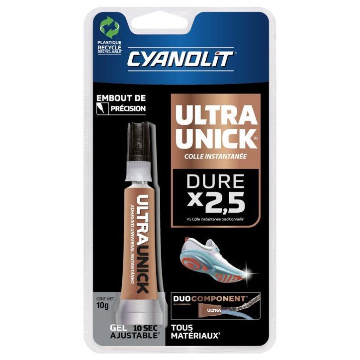 Colle universelle instantanée - CYANOLIT - ULTRA UNICK - Gel 10 g - Ultra-rapide - Polyvalente