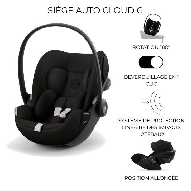 CYBEX Poussette trio EOS PLUS + Cloud G : poussette convertible + siege auto naissance allongeable+nacelle transformable en assi CYBEX Poussette trio EOS PLUS + Cloud G : poussette convertible + siege auto naissance allongeable+nacelle transformable en assi