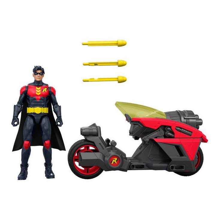 Figurine et véhicule - DC Premier - Robin 16,5 cm avec Moto Jet - Triple canon lance-projectiles - Des 4 ans