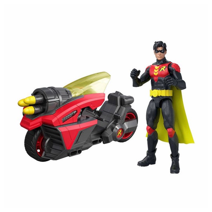 Figurine et véhicule - DC Premier - Robin 16,5 cm avec Moto Jet - Triple canon lance-projectiles - Des 4 ans