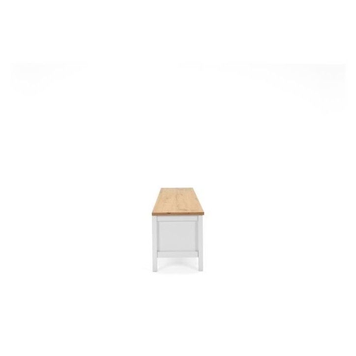 Meuble TV 2 tiroirs - Décor chene artisan et blanc - L 160 x P 45 x H 40 cm - BERGEN
