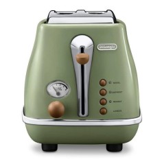 Grille pain - Delonghi - Icona Vintage - 2 tranches - 6 positions - Vert Olive/Chocolat