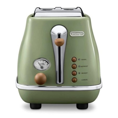 Grille pain - Delonghi - Icona Vintage - 2 tranches - 6 positions - Vert Olive/Chocolat