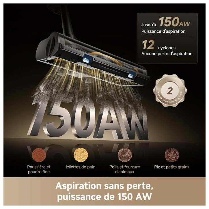 DREAME R20 SE - Aspirateur Balai sans fil - 20 000 PA - Autonomie 90 min - Éclairage LED DREAME R20 SE - Aspirateur Balai sans fil - 20 000 PA - Autonomie 90 min - Éclairage LED