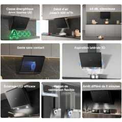 Hotte inclinée de cuisine - DREAME - Z6000 (type HZ60) - 60 cm - noir