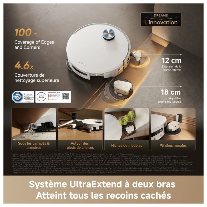 Aspirateur robot laveur - DREAME X60 Ultra Complete Grey - Autonomie longue - 42 000 Pa Aspirateur robot laveur - DREAME X60 Ultra Complete Grey - Autonomie longue - 42 000 Pa