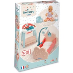 ECOIFFIER Nursery 1833 - Lit + Chaise Haute + Poupon - 18 mois - Pour Un Bébé Bien Nourri Et Reposé