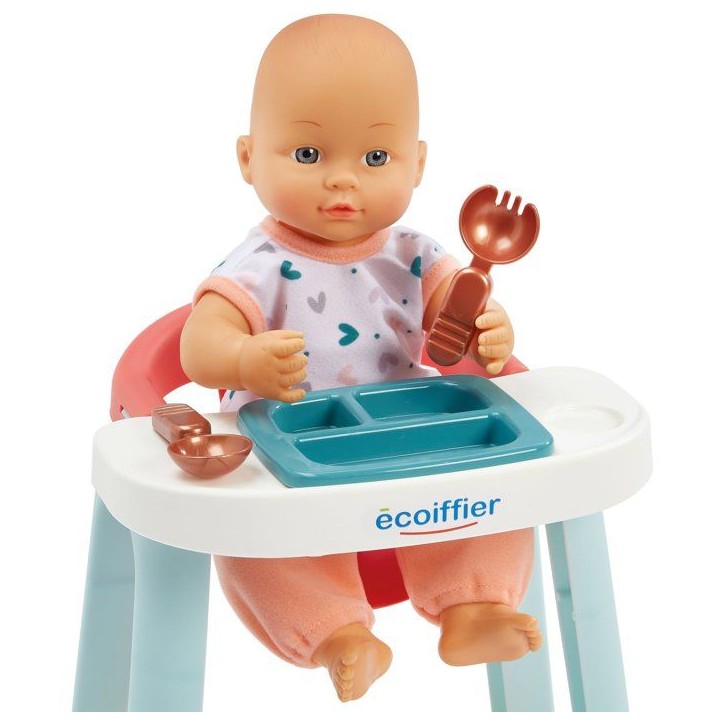 ECOIFFIER Nursery 1833 - Lit + Chaise Haute + Poupon - 18 mois - Pour Un Bébé Bien Nourri Et Reposé ECOIFFIER Nursery 1833 - Lit + Chaise Haute + Poupon - 18 mois - Pour Un Bébé Bien Nourri Et Reposé