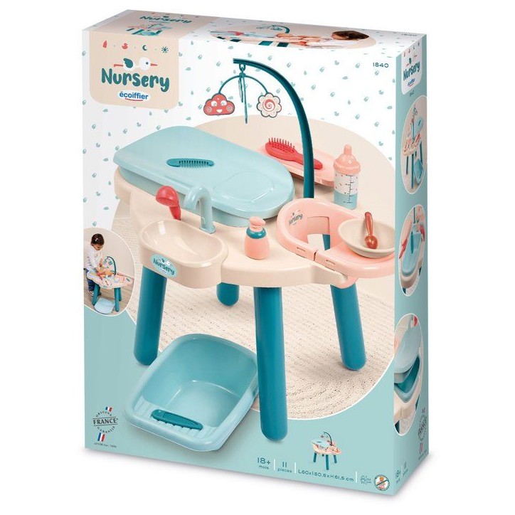 ECOIFFIER Nursery 1840 - Table Nursery avec Accessoires - 18 mois - Pour Prendre Soin de Bébé ECOIFFIER Nursery 1840 - Table Nursery avec Accessoires - 18 mois - Pour Prendre Soin de Bébé