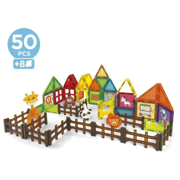 Magnetics Parc Zoo - Jeu de construction - EDUCA - 50 pieces magnétiques, 4 animaux, 8 cartes - Des 3 ans
