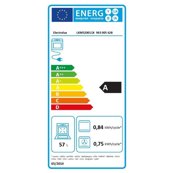 Piano de cuisson mixte (gaz + électrique) - ELECTROLUX - LKM520011X - 4 feux - 1 four - 1,65 kWh - 60 cm
