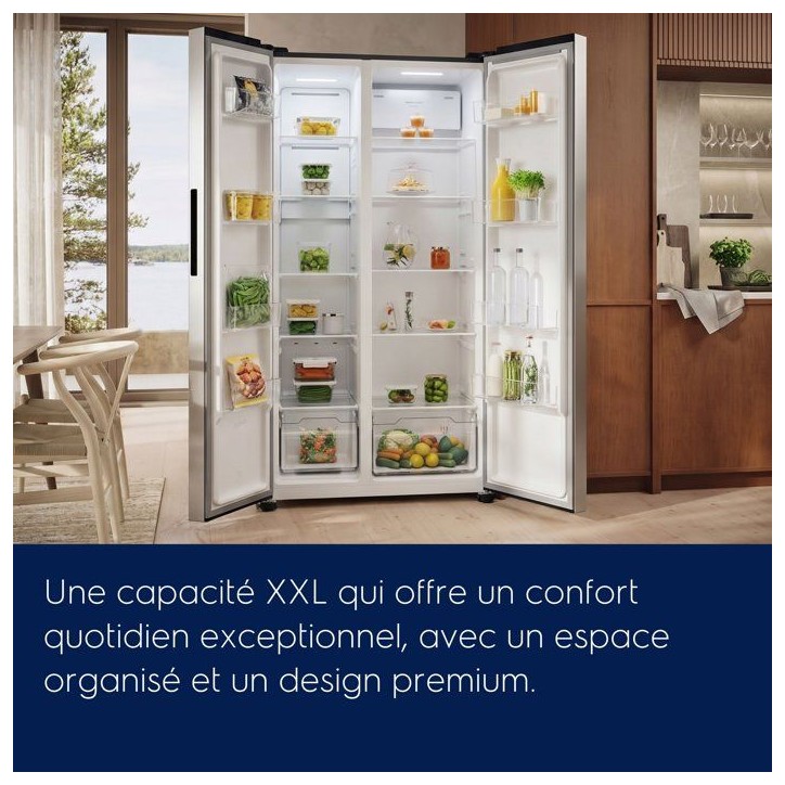 Réfrigérateur américain - ELECTROLUX - EAT6ME53U0 - 532L - 2 portes - pose libre - classeE - 177x91x67cm - silver - NoFrost Réfrigérateur américain - ELECTROLUX - EAT6ME53U0 - 532L - 2 portes - pose libre - classeE - 177x91x67cm - silver - NoFrost