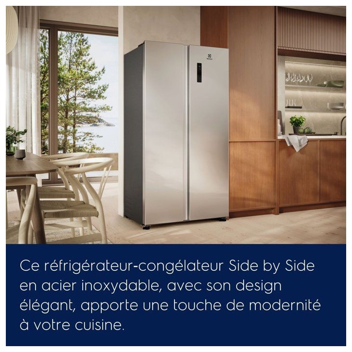 Réfrigérateur américain - ELECTROLUX - EAT6ME53U0 - 532L - 2 portes - pose libre - classeE - 177x91x67cm - silver - NoFrost Réfrigérateur américain - ELECTROLUX - EAT6ME53U0 - 532L - 2 portes - pose libre - classeE - 177x91x67cm - silver - NoFrost