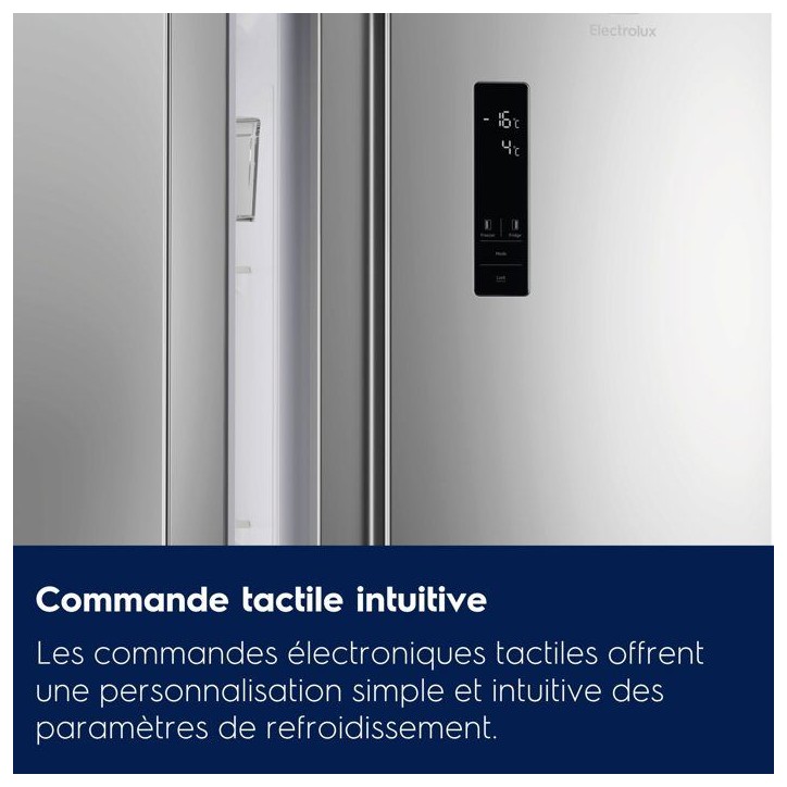 Réfrigérateur américain - ELECTROLUX - EAT6ME53U0 - 532L - 2 portes - pose libre - classeE - 177x91x67cm - silver - NoFrost Réfrigérateur américain - ELECTROLUX - EAT6ME53U0 - 532L - 2 portes - pose libre - classeE - 177x91x67cm - silver - NoFrost