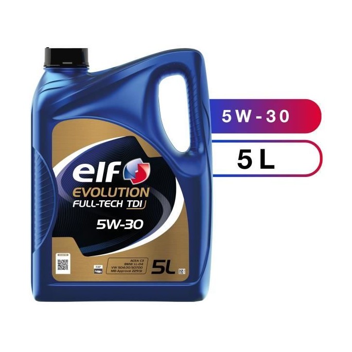 Huile moteur - ELF - EVOLUTION FULL-TECH TDI 5W-30 - 5L Huile moteur - ELF - EVOLUTION FULL-TECH TDI 5W-30 - 5L