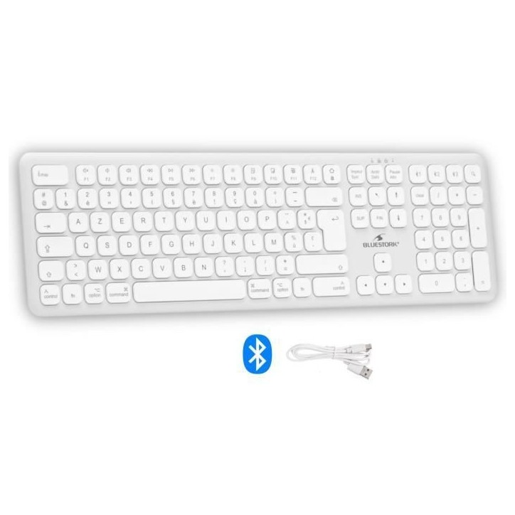 Clavier sans fil Bluetooth - BLUESTORK - MAC - Full size - Compatible Mac - Blanc Clavier sans fil Bluetooth - BLUESTORK - MAC - Full size - Compatible Mac - Blanc