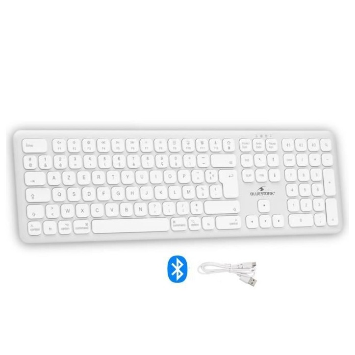 Clavier sans fil Bluetooth - BLUESTORK - MAC - Full size - Compatible Mac - Blanc Clavier sans fil Bluetooth - BLUESTORK - MAC - Full size - Compatible Mac - Blanc