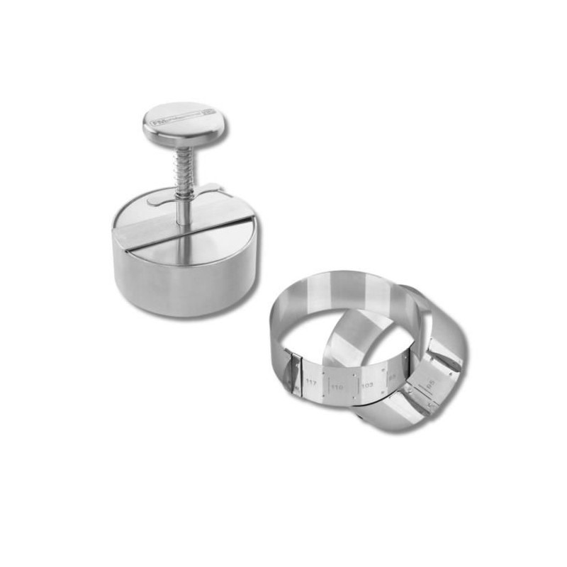 Ensemble de 2 pieces emporte-piece rond réglable et presse a burger -
