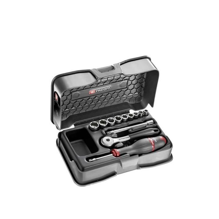 Coffret de serrage radio 1/4 FACOM - R.151-1P6 - Cliquet a tete - 9 douilles 6 pans - Rallonge 100 mm - Poignée tournevis 1/4 Coffret de serrage radio 1/4 FACOM - R.151-1P6 - Cliquet a tete - 9 douilles 6 pans - Rallonge 100 mm - Poignée tournevis 1/4