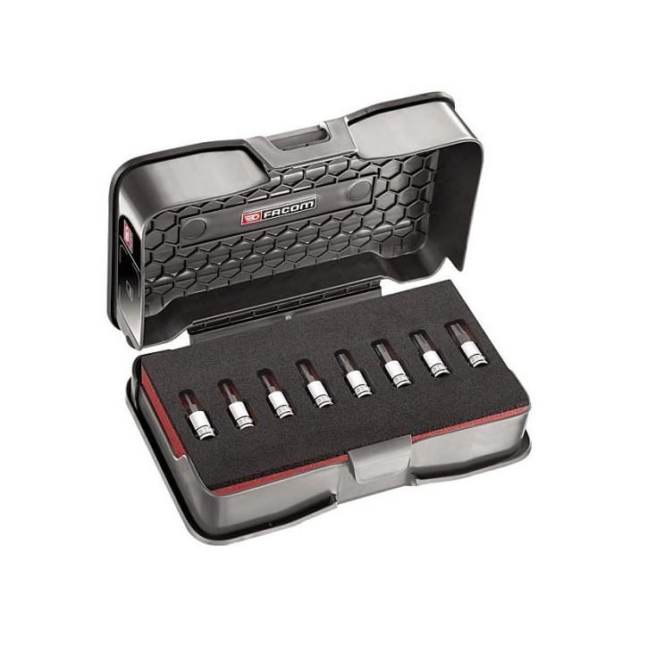Coffret de douilles OGV GRIP - FACOM - 8 pieces - Hexagonal - Chrome brillant - 2 a 8 mm
