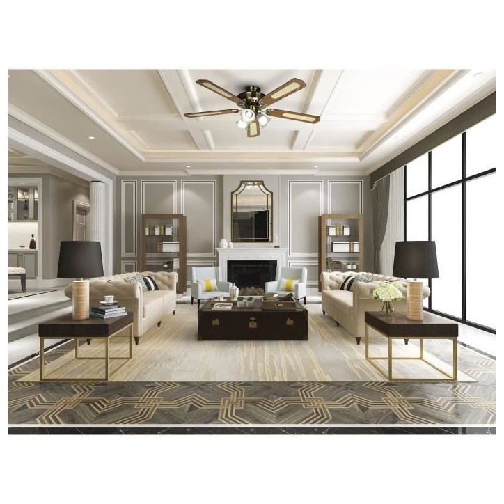 Ventilateur de plafond réversible FARELEK BALEARES - Ø 132 cm, 5 pales noyer / cannées + éclairage 3 tulipes 60 W E27 Ventilateur de plafond réversible FARELEK BALEARES - Ø 132 cm, 5 pales noyer / cannées + éclairage 3 tulipes 60 W E27