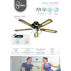 Ventilateur de plafond réversible FARELEK BALEARES - Ø 132 cm, 5 pal