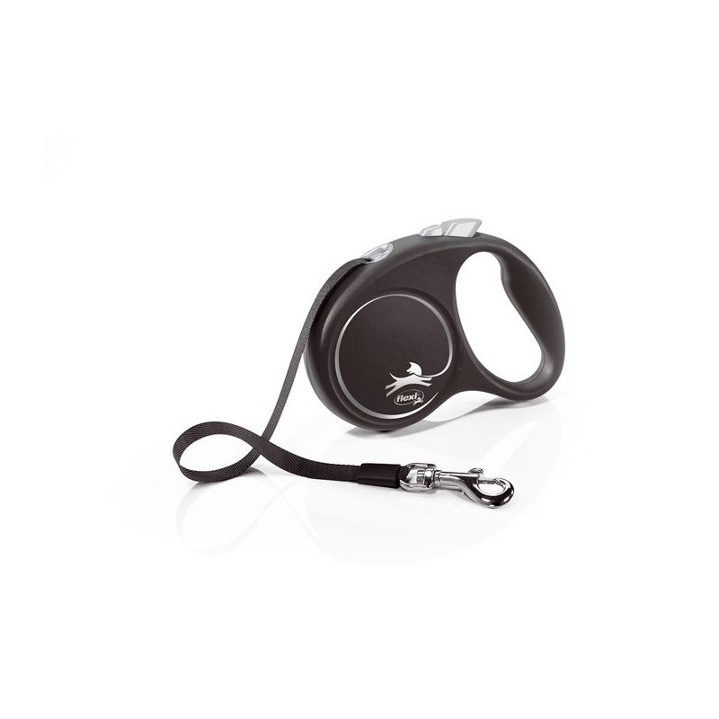 Laisse sangle - Flexi - Black Design S - 5 m - noir argent