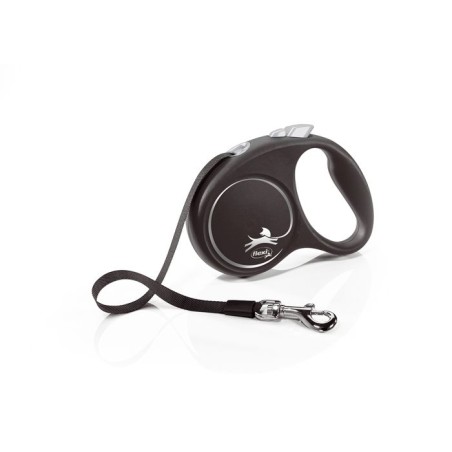 Laisse sangle - Flexi - Black Design S - 5 m - noir argent