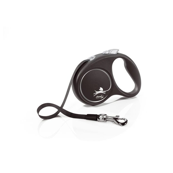 Laisse sangle - Flexi - Black Design S - 5 m - noir argent