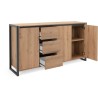 DENVER Buffet 3 portes 3 tiroirs - Décor chene artisan / Anthracite -