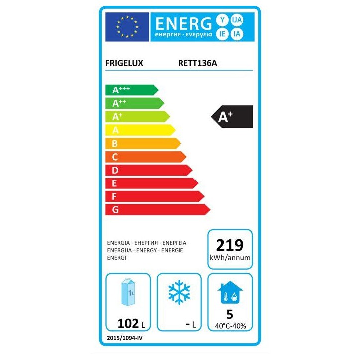 Réfrigérateur table-top extérieur - FRIGELUX - RETT136A - Encastrable - 102 L - 59,5 x 57,5 x 82 cm - Inox