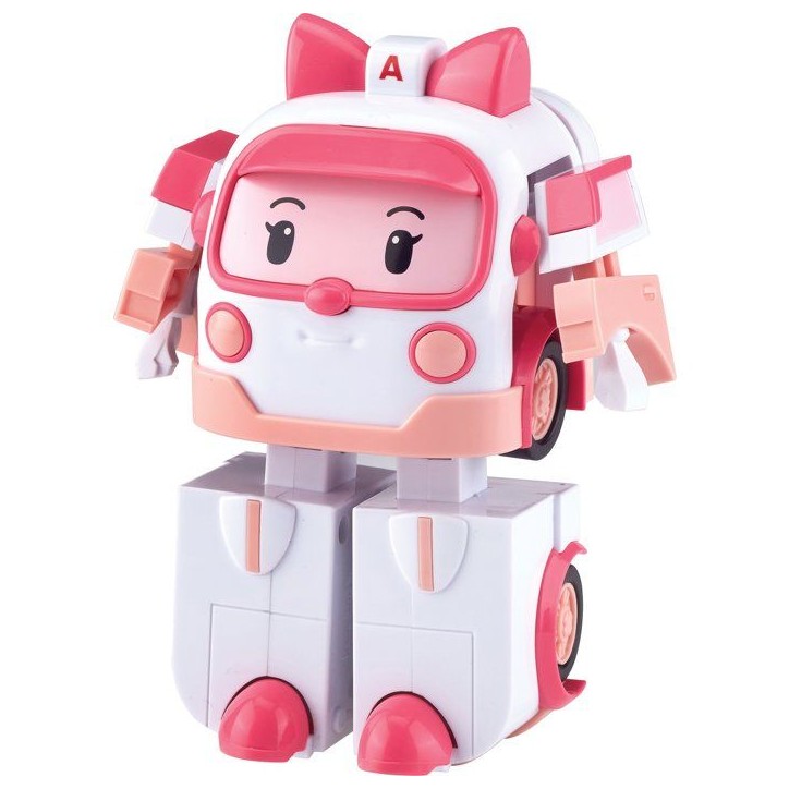 Figurine robot 10 cm - Silverlit – Robocar Poli – Véhicule Transformable Ambre 2-en-1
