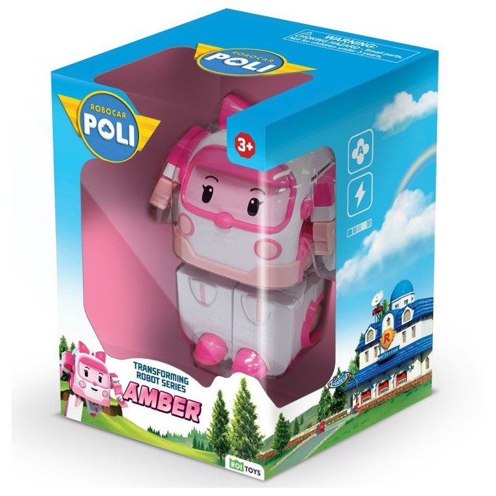 Figurine robot 10 cm - Silverlit – Robocar Poli – Véhicule Transformable Ambre 2-en-1