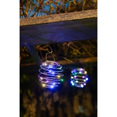 Lot de 2 suspensions spirale solaire - GALIX - G2619 - Hauteur 18,2 cm - Diametre 12 cm - 16 Micro LED - Multicolore - 3 Lumens