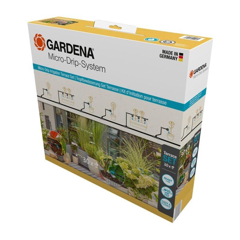 Kit d'initiation arrosage - GARDENA - Terrasse - Jusqu'a 30 plantes -