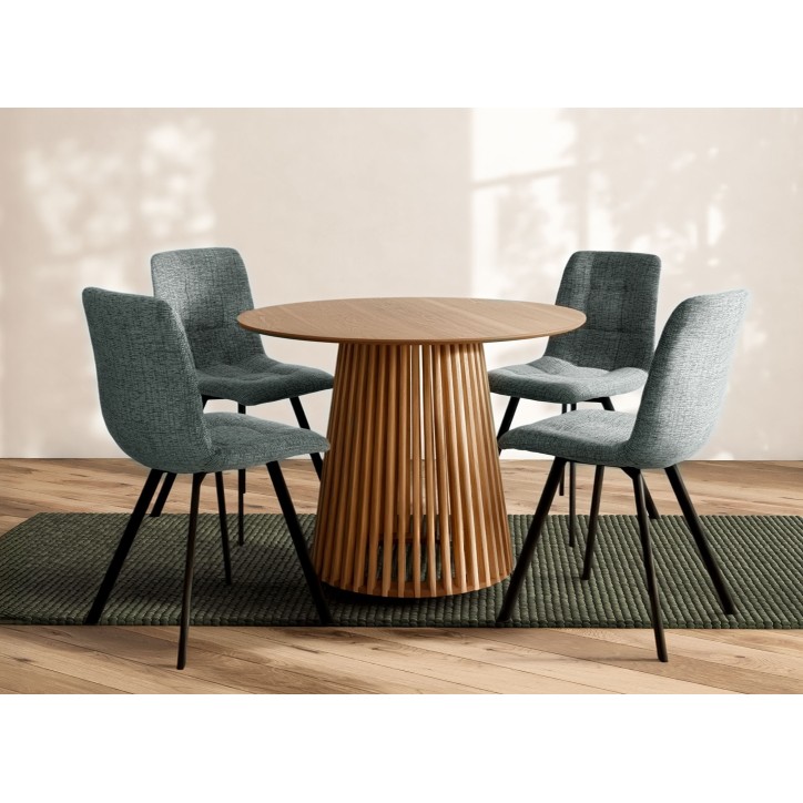 Table a manger - GARLE - 4 personnes - Bois naturel - 100 x 100 x 75 cm