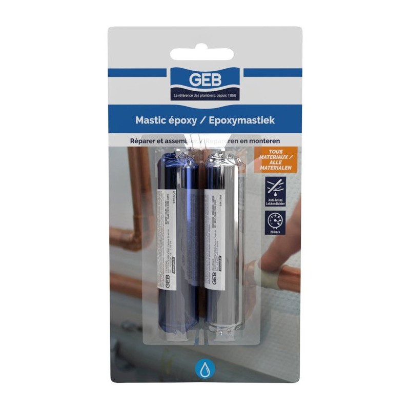 Mastic epoxy 2 bâtons - GEB - Réparation multi matériaux - 100 g