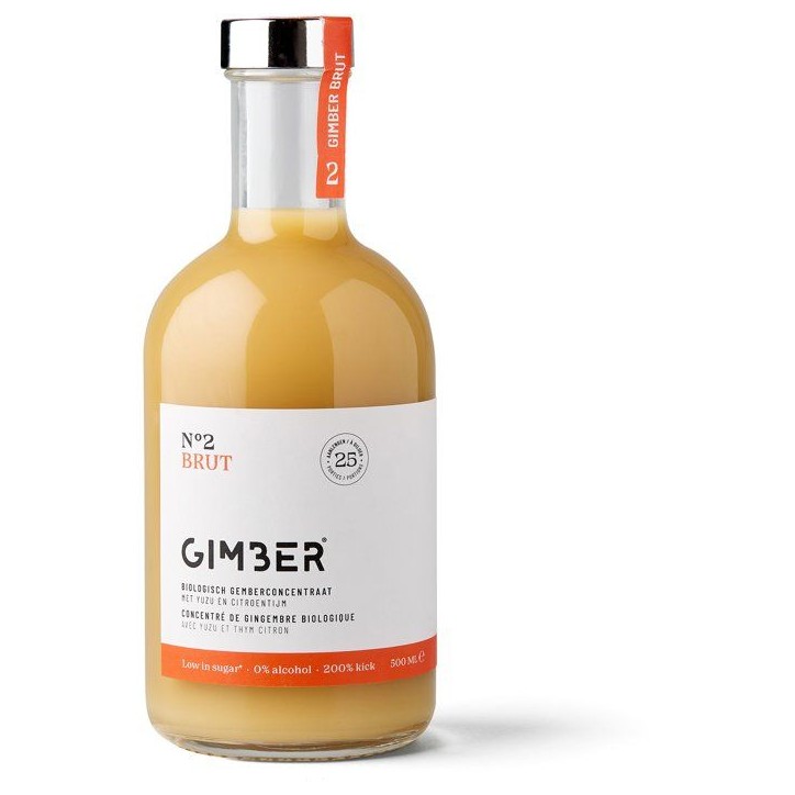Gimber - N°2 - Brut - Concentré de gingembre biologique avec yuzu et thym citron - 500 ml - Bio