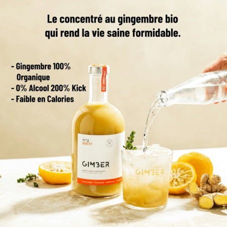 Gimber - N°2 - Brut - Concentré de gingembre biologique avec yuzu et thym citron - 500 ml - Bio