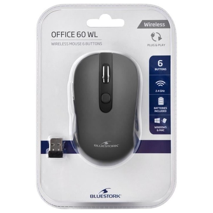 Souris Sans Fil - BLUESTORK - OFFICE 60 - PC/MAC - Gris Souris Sans Fil - BLUESTORK - OFFICE 60 - PC/MAC - Gris