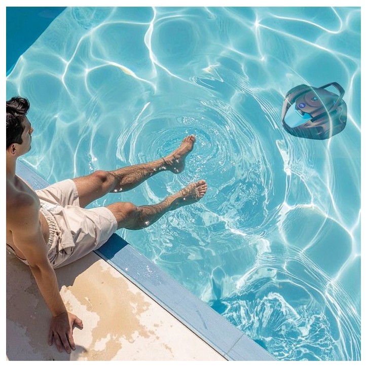 Robot de piscine - GRE - Moovo TM 90 - a batterie - Piscines hors-sol - Jusqu'a 9 m de longueur/80 m² - Autonomie 90 min - 2 L